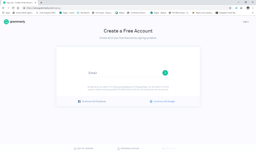Grammarly Create An Account Page